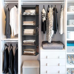 5 <b>Shelf</b> Hanging Closet Organizer Dark Gray Fabric Storage Bedroom <b>Hook</b> Type Neatening Organizer - Product Image 2