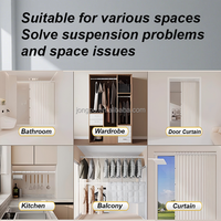Barra de Cortina de Ducha con Tensión de Resorte de Estilo Moderno, Resistente al Óxido, para Baño y Cocina, Interior Moderno