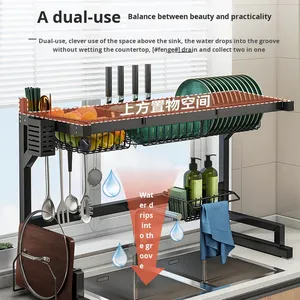 Kitchen Multifunctional Stainless Steel Sink <strong>Rack</strong> Countertop <strong>Dish</strong> and Bowl Draining Storage <strong>Rack</strong> with Double Tier for Dinnerware - Product Image 2