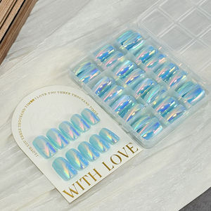 144 <span class=keywords><strong>faux</strong></span> ongles à presser, bleu chrome miroir, bleu <span class=keywords><strong>Saint</strong></span>-<span class=keywords><strong>Valentin</strong></span>, courts, carrés, en acrylique, pour nail art - Product Image 4