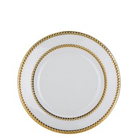 Assiettes rondes en porcelaine écologiques avec bordure dorée, 8-10 pouces, style moderne et luxueux, pour la restauration et la cuisine.
