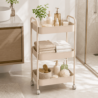 Chariot utilitaire roulant en métal à 3 niveaux, OEM/ODM, multicolore, avec roues, pour cuisine, salle de bain, bureau, salon