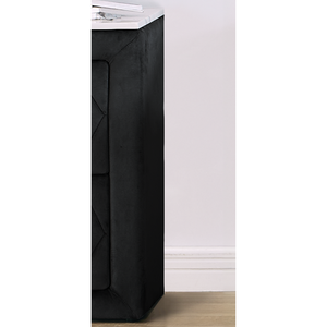 Faux Marble Top Nightstand 2 <b>Drawers</b> Gray Finish Button Tufted <b>Storage</b> <b>Drawer</b> - Product Image 3