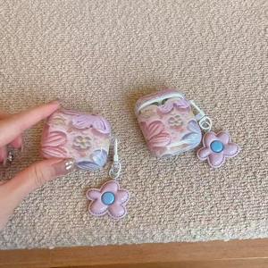 Graffiti peinture à l'huile fleurs adapté aux AirPods <span class=keywords><strong>Pro</strong></span> étui de protection 1/2 génération étui pour casque <span class=keywords><strong>AirPods3</strong></span> coréen - Product Image 4