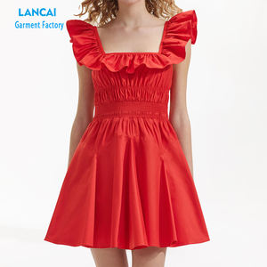 Vente en gros Nouveau design Robe décontractée Mini fleur élégante pour dames Robe pour femmes de couleur unie - Product Image 4