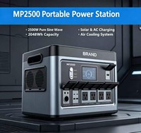 Nouvelle Arrivée Station Portable Onde Sinusoïdale Pure MPPT LiFePO4 2048Wh 2500W Charge Rapide Panneau Solaire Compresseur d'Air Lampe Torche Camping