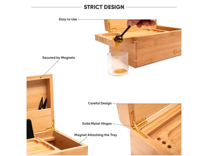 Boîte de rangement décorative en bambou OEM avec serrure, plateau roulant coulissant, boîtes en bois à brosse avec couvercle à charnière - Product Image 4