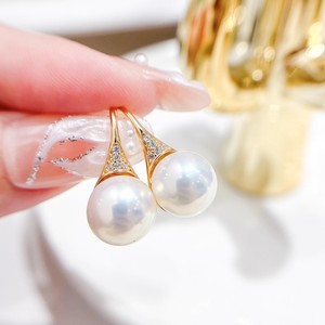 22658DIY <b>Pearl</b> Accessories S925 <b>Silver</b> Earnail Empty Tray with 10-13mm Round Beads Fashion Earhook for <b>Earrings</b> - Product Image 3