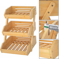 Panier à fruits en bois à deux niveaux, égouttoir à fruits et légumes, support de rangement double couche assemblé pour comptoir de cuisine
