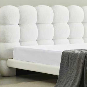 Base de Cama Tapizada en Tela Gris Claro con Cabecera Acolchada con Diseño de Burbujas - Product Image 3