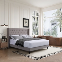 Meubles de chambre à coucher, cadre de lit en bois massif de 1,5 m à 1,8 m, lit moelleux avec tissu en lin, lit moderne