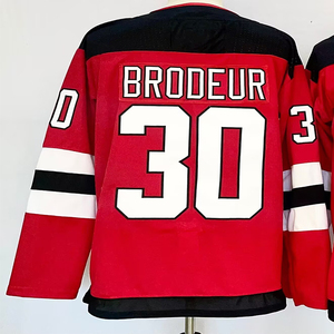 Maillots de hockey cousus pour hommes 30 Martin Brodeur 13 Nico Hischier 86 Jack Hughes - Product Image 6