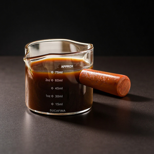 Taza Medidora de Espresso de Vidrio Ecológica con Asa de Madera, Utensilios para Café y Té, Venta al Por Mayor - Product Image 4
