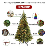 Sapin de Noël Artificiel Haut de Gamme Personnalisé en PVC, PE, PET Mixte, Vert Pin, avec Éclairage LED – Décorations de Fêtes pour la Maison