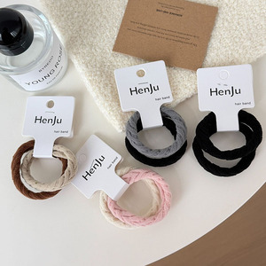 Lot de 2 élastiques à cheveux noirs simples et très extensibles pour femmes, accessoires de mode, vente en gros - Product Image 1