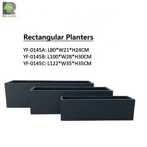 Pots <span class=keywords><strong>de</strong></span> fleurs en <span class=keywords><strong>pierre</strong></span> <span class=keywords><strong>de</strong></span> grande taille rectangulaires pour l'extérieur Finition <span class=keywords><strong>de</strong></span> peinture classique noire pour l'intérieur/l'extérieur Maison Jardin Vente en gros - Product Image 5
