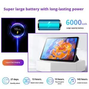 جهاز لوحي أندرويد جديد بشاشة 10.95 بوصة، ذاكرة <span class=keywords><strong>6</strong></span>+128 جيجابايت، معالج ثماني النواة، شبكة كاملة 4G، للترفيه والألعاب والتعلم - Product Image 3