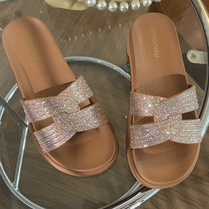Sandalias Casuales de Playa para Mujer, Talla Grande, con Pedrería Brillante, Tiras Cruzadas, Estilo Deslizante - Product Image 6