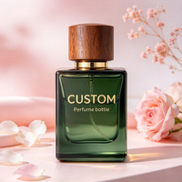 Flacon de parfum vide carré 30ml 50ml 100ml pour conteneur de parfum personnalisé, flacon de parfum avec bouchon en bois brun