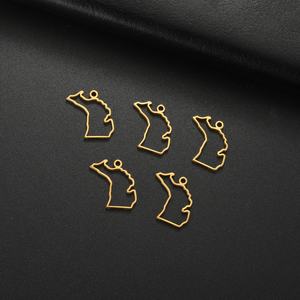 5 buah/pak liontin peta <span class=keywords><strong>Michigan</strong></span> Amerika Serikat untuk gantungan kunci kalung Aksesori pembuatan perhiasan besi tahan karat DIY - Product Image 1