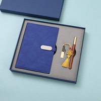 Ensemble cadeau personnalisable de carnet A5 en cuir PU avec stylo et USB à des fins promotionnelles