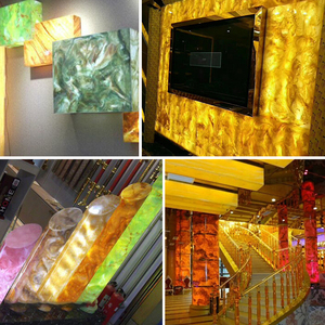 Custom Translucent Artificial Stone Bar Counter Artificial Translucent Stone <strong>Slab</strong> Luxury Natural Textured Amber Quartzite <strong>Slab</strong> - Product Image 2
