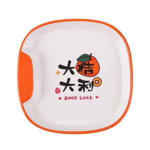 Wuhe Square Plastic Plate Orange Color Food Grade For Dim Sum And Party Use - Product Image 5
