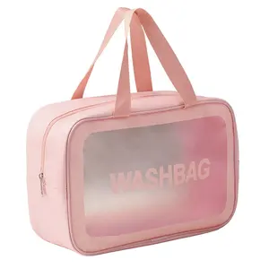 Sympathybag toptan PVC şeffaf fermuar kozmetik çantası temizle seyahat yıkama çantası su geçirmez taşınabilir makyaj çantası makyaj çantası