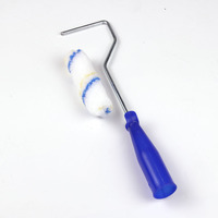 Rouleau à peinture en polyester de 4 pouces avec manche en plastique bleu, production en série en usine, personnalisation OEM prise en charge