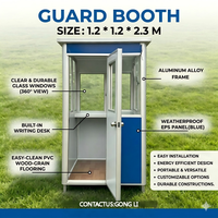 Cabine de sécurité portable |   Kiosque de Garde Extérieur Étanche Préfabriqué pour Bureau Temporaire ou Mini-Maison