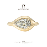 Bague solitaire en moissanite 2 carats en forme de goutte d'eau, sertie clos, en argent sterling 925 plaqué or 18 carats, bijoux de luxe pour femme