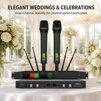 Microphone sans fil élégant pour mariages, célébrations, fêtes, avec interrupteur silencieux, étanche, résistant aux chutes, grille métallique