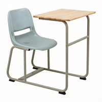 Meubles scolaires modernes et peu encombrants, ensemble bureau-chaise intégré avec tiroir, structure métallique renforcée pour utilisation en bibliothèque universitaire
