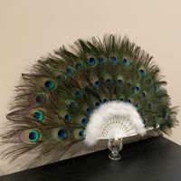 Éventail en plumes de paon exquis fait à la main pour Samba Carnival Parade Wedding Decor and Theme Party Performance Use