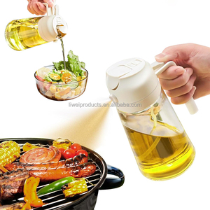2 in 1 470ml 16oz taşınabilir mutfak pişirme cam şişe yağ sprey sis dağıtıcı ve zeytinyağı püskürtücü ile dekantör şişe ağzı - Product Image 1