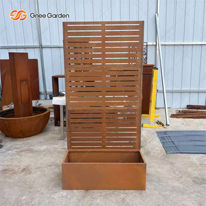 Rusted Corten Steel Modern Eco-friendly Leaf Pattern Privacy Screen Outdoor Patio Divider <b>Raised</b> Garden <b>Planter</b> Box - Product Image 6