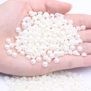 Belleza blanco marfil medias perlas redondas 6mm 10mm resina arrugas perlas gema para fabricación de joyas decoraciones artesanales 3D