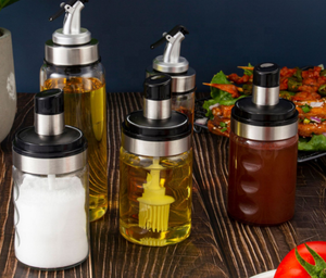 Caliente barbacoa cruet saborizante de la abeja de la miel especia pimienta tarro de aceite 250 ml de salsa de Chile botella de vidrio embalaje cepillo de silicona con cuchara - Product Image 3