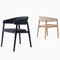 Chaises en teck pour salle à manger au bord de la piscine, tables et chaises en teck imperméables, ensemble de meubles d'extérieur pour patio, jardin, chaise en rotin PE en teck