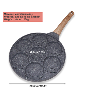 Die Cast Hợp kim nhôm 7 lỗ Nụ cười khuôn mặt <span class=keywords><strong>Pancake</strong></span> Chảo không dính cảm ứng 7 cup <span class=keywords><strong>Pancake</strong></span> Frying <span class=keywords><strong>Pan</strong></span> - Product Image 4