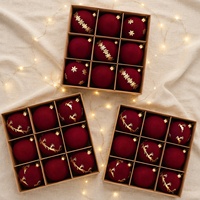 Ensemble de boules de Noël classiques floquées rouge vin créatives, décorations suspendues pour sapin de Noël et rennes, à faire soi-même