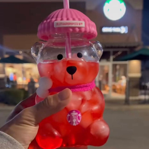 NUEVA Taza de Café de Vidrio Estilo <span class=keywords><strong>Starbucks</strong></span> con Diseño de Oso de Peluche, 20 oz, 1:1, Económica - Product Image 1