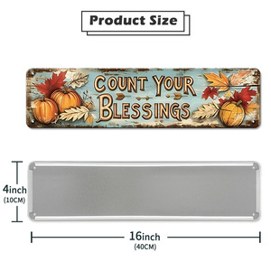 4 Piezas Letrero Metálico Plano 2D Vintage con Efecto Envejecido, Diseño de Cosecha Otoñal con Calabaza y Hoja, para Decoración de Pared de Granja y Hogar - Product Image 2