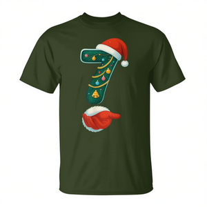 Camiseta con diseño de árbol de Navidad número 7, con gorro de Papá Noel y guantes, para uso festivo - Product Image 2