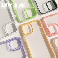 Coque de téléphone portable en silicone gel transparente anti-chute trois-en-un couleur bonbon pour iPhone 17 Pro Max et iPhone 16 Pro