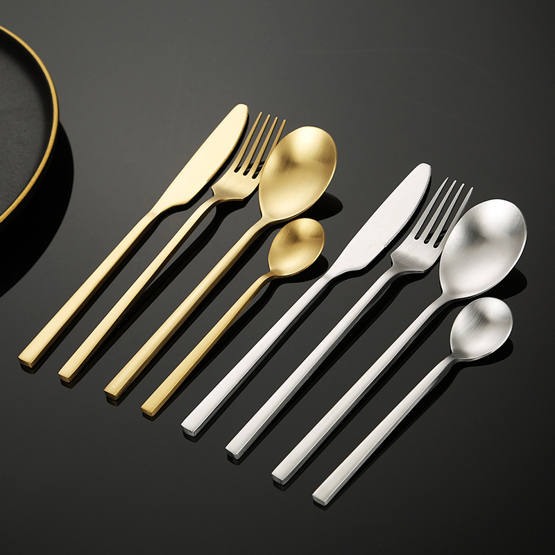 18/0 Stainless Steel Bulk Gold Wedding Matte Cutlery Flatware Set 5 Piece Set Knife Spoon Fork Modern for Hotels Restaurants · image 2