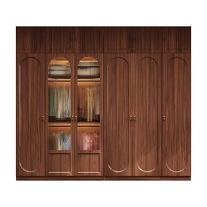 Tủ quần áo thép tối giản hiện đại với cửa kính mờ có rãnh cho phòng ngủ - Product Image 1