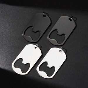 Pendentif rectangulaire vierge en acier inoxydable, breloque décapsuleur, bijou de collier style rétro pour accessoires DIY - Product Image 5