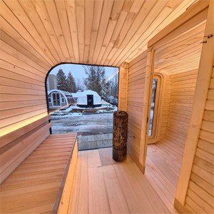 Sauna Cuadrada para 6 Personas, Diseño Moderno, Madera Sólida Ecológica, Vaporizador Exterior, Puerta de Vidrio Templado de 8 mm, Estufa Harvia Suspendida - Product Image 5