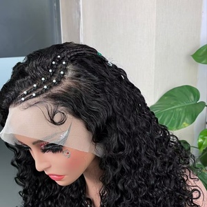 <b>Braid</b> Water Wave 13 by 4 Frontal Wig 100% Human Hair Guarantee Hair - Product Image 5